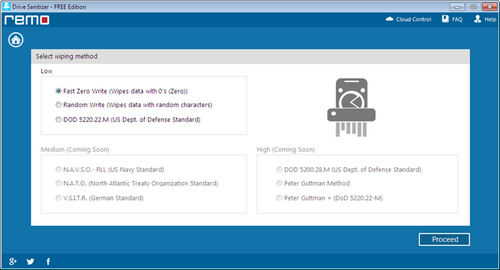 Wipe Seagate Goflex - Select Wiping Method Screen